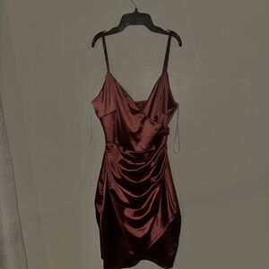Windsor Burgundy Slip Mini Dress Cowl Neck